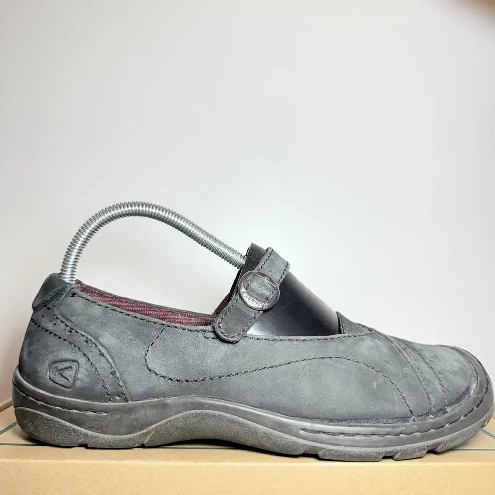 KEEN Womens 8.5 Black Leather Mary Jane Slip On Casual Comfort Walking Shoes